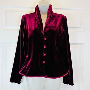 Vintage Yolanda Arce Victorian Burgundy Velvet Top Large
